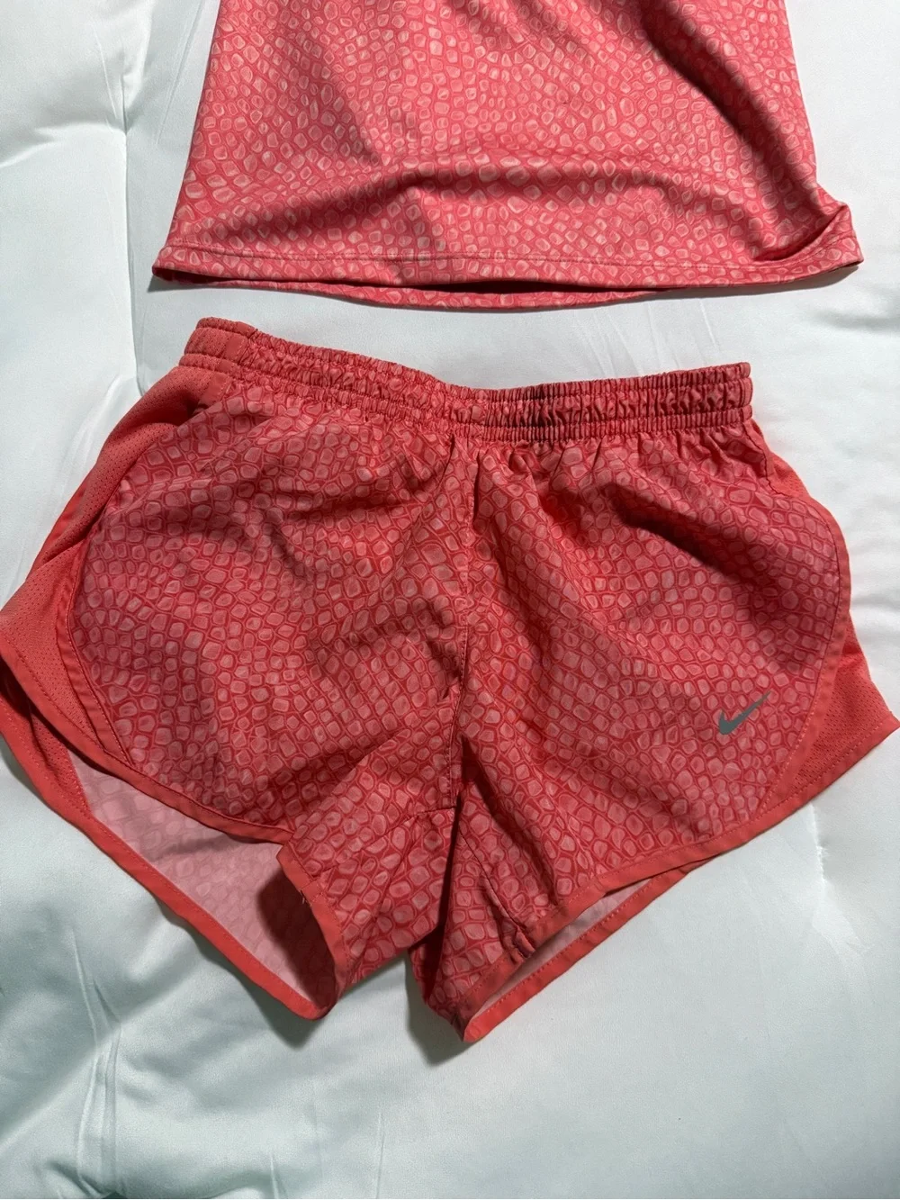 Nike Girls Pink Coral Athletic Tank and Shorts Set